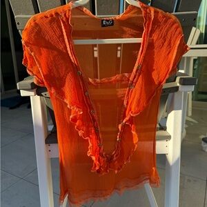 Dolce & Gabbana Vibrant Orange Ruffle Blouse